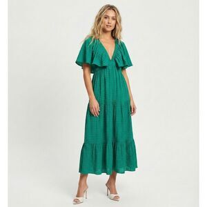 Willow + Root Green Ruffle Midi Maxi Dress Tiered Boho Summer Large The Buckle
